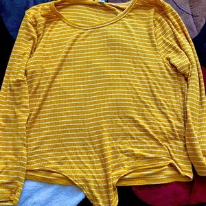 Yellow crop top with stripes